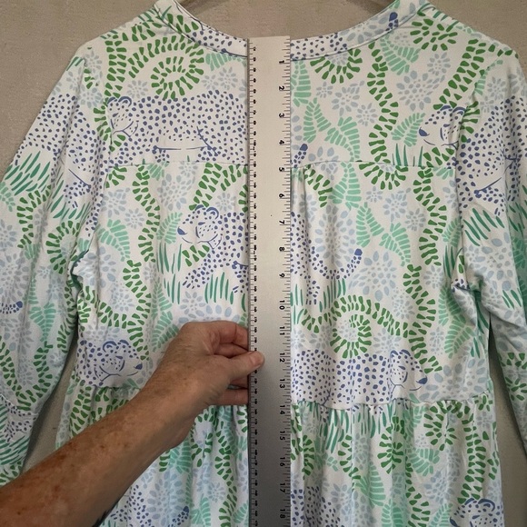 Mary Square Tiered Nylon Dress Sz L Cheetahs Lightweight Effortless Chic - Picture 15 of 15